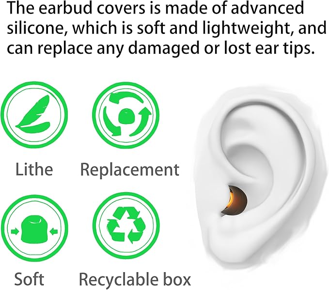 Silicone Earbud Tips Replacement - Fit Most In-Ear Earbuds (Inner Hole 3.8mm - 5.1mm) - 9 Pairs S M L
