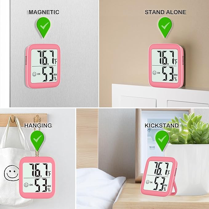 Antonki 2 Pack Room Thermometer for Home, Indoor Hygrometer Humidity Meter Gauge, Digital Temperature and Humidity Sensor Monitor for House, Terrarium, Incubator, Greenhouse - Battery Included