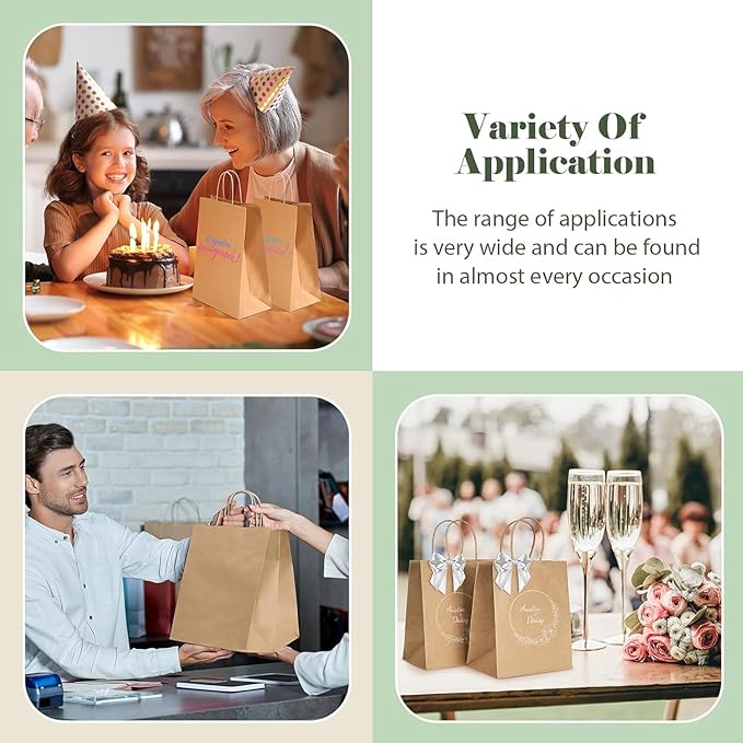 GSSUSA 600 Pack 8x4.25x10'' Paper Bags with Handles Bulk, Brown Paper Gift Bags for Small Business