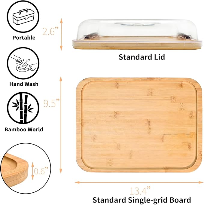 2-Pack Charcuterie Board with Lid - Reversible+ 4-Piece Stainless Steel Cheese Knives, Covered Snack Serving Tray-Large Food Platter，Travel Portable Cheese Board for Picnics & Entertaining