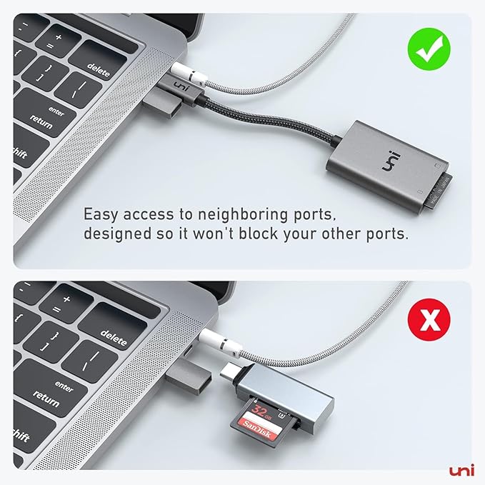uni USB C SD Card Reader, Sturdy Micro SD Card Adapter (Durable Nylon, No Block), High-Speed USB Type C Camera Memory Card Reader OTG Compatible with Android Galaxy S24, USB-C Tablet, MacBook Pro/Air