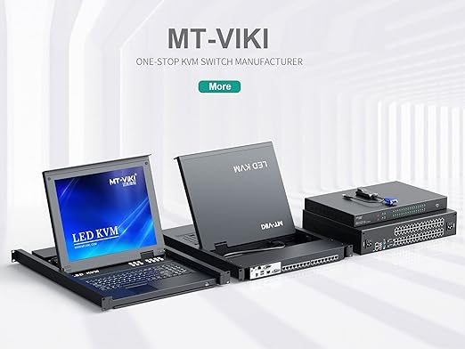 MT-VIKI® Rack Mount KVM HDMI with 17.3'' LCD Monitor, 1080P Support OSD/Hotkey, Included 8 KVM Cables+Keyboard + Touchpad, Fit 1U 19'' Rack