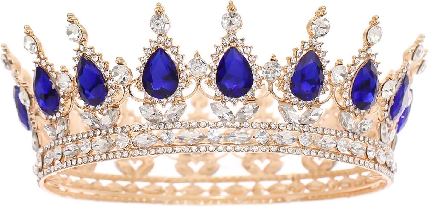FORSEVEN Queen Crown Rhinestone Wedding Crowns and Tiaras for Women Costume Party Hair Accessories Princess Birthday Crown Crystal Bridal Crown Halloween Decorations Headband