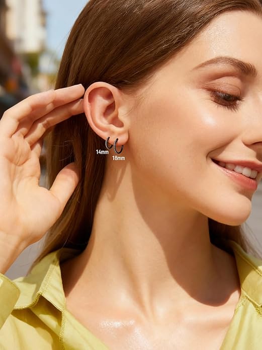 FaithHeart Sterling Silver Hoop Earrings for Women, Hypoallergenic Huggie Hoop Earrings Lightweight Small Cartilage Earrings Hoop Earring Dainty Everyday Earrings 6/8/10/12/14/15/16/18/20mm