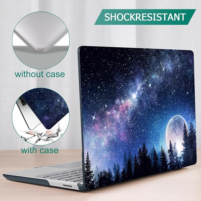 Tuiklol Case for 15 Inch Microsoft Surface Laptop 5/4/3 2022-2020, Model 1979/1953/1872/1873 Hard Shell Cover, Keyboard Cover+Screen Protector+Dust Plugs,Moonlight