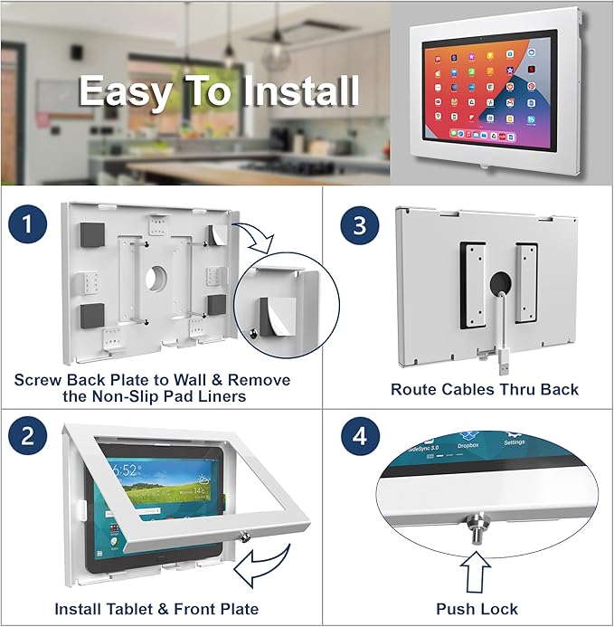 TABcare Locking Security Metal Case for Apple iPad 10 10.9" 2022, iPad 11" 2025 Tablet for Kiosk, POS, Store, Show Display (White)