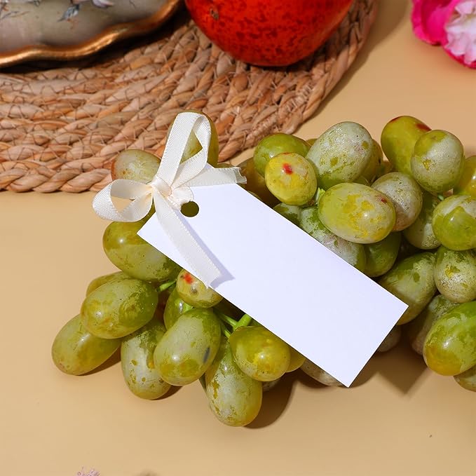 50 Pcs Place Cards for Table Setting, Table Name Card with 50PCS Ribbon 1.57 x 3.54 Inch Wedding Place Cards Blank Gift Tags Blank Name Card for Wedding Dinner Banquet Party