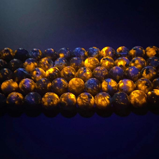 12MM 28PSC Flame Yooperlite Stone Beads Loose Beads for Jewelry Making DIY Bracelets Show Flame Color Under The Irradiation of UV Lamps