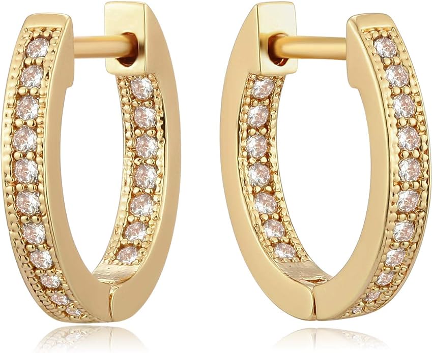 MYEARS Women Earrings Gold Huggie Hoop Ear Stud Cuff 14K Small Simple Hypoallergenic Everyday Jewelry
