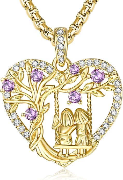 14K Gold Tree of Life Necklace for Sister Christmas Gifts from Sister,Heart Jewelry with Birthstone Pendant for Women Female Friendship Forever My Friend