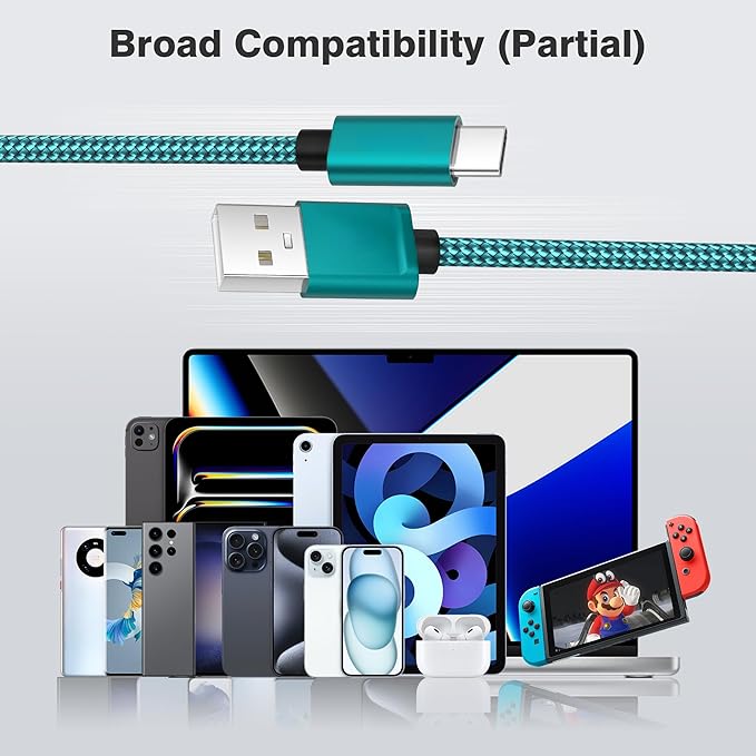 Elebase USB C Car Charger Cable 3 Pack 1.5/3.3/6.6FT,USBC Charging Cord for iPhone 15 16 Max Samsung Galaxy S8 S9 S20 S21 S22 S23 S24 Note 10 20,Moto Play Power G Pro Fast Stylus,Motorola Edge One 5G