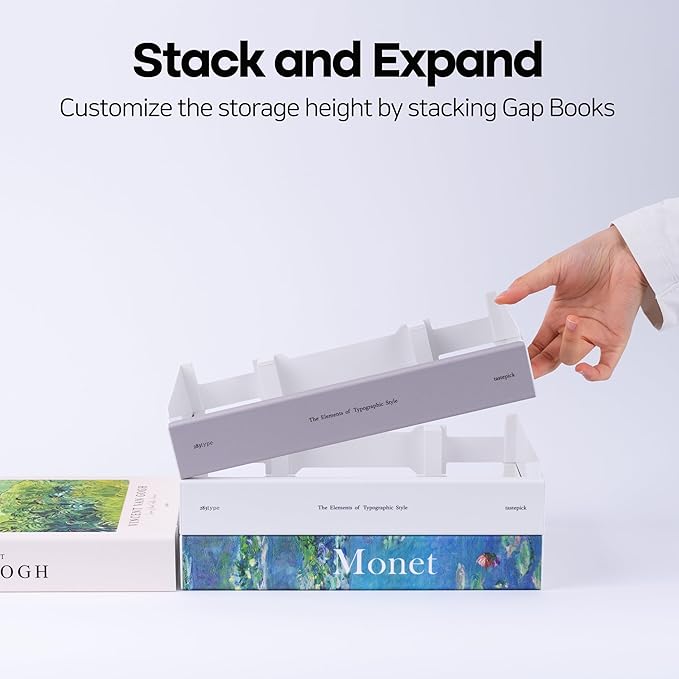 Book Shape Decorative Cable Management Box - Expandable Cable Organizer Box with Magnetic Closure for Home & Office (Gogh Monet, Large)