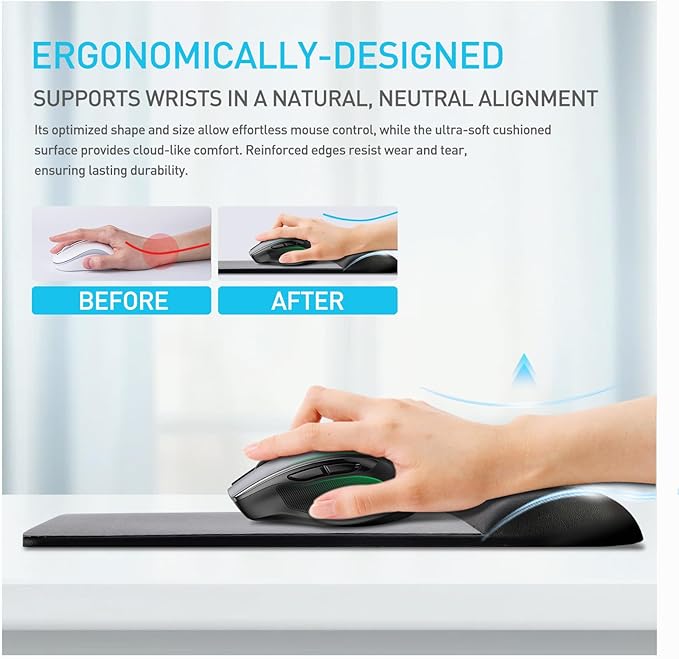 univo colors Design-Wave Wrist Rest Mouce Pad,PE Mouse Sliding Panel+Artificial Sheepskin+Memory Foam+Ergonomic+Anti-Slip Gel,Resilience Support During Work and Gaming,Mouce Accessory,Pink