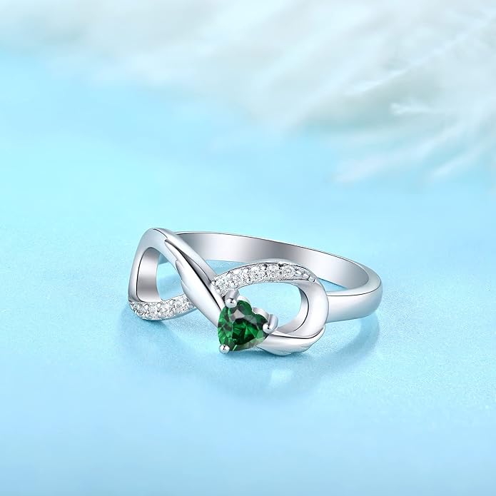 STARCHENIE Infinity Promise Ring 925 Sterling Silver Angel Wings Heart Ring for Women Size 5-10