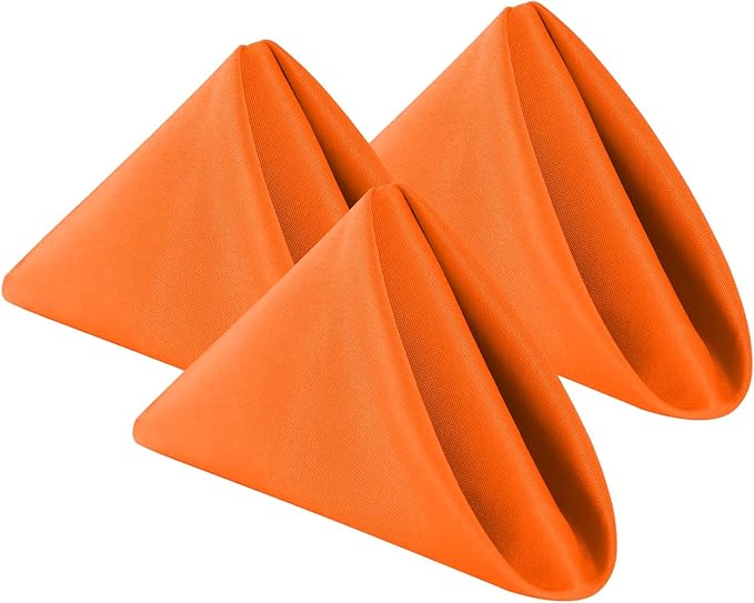Cupuamon Cloth Napkins 20x20 inch Washable Polyester Dinner Napkins Soft Table Napkins for Wedding Party Dining Banquet(Orange,12PCS)