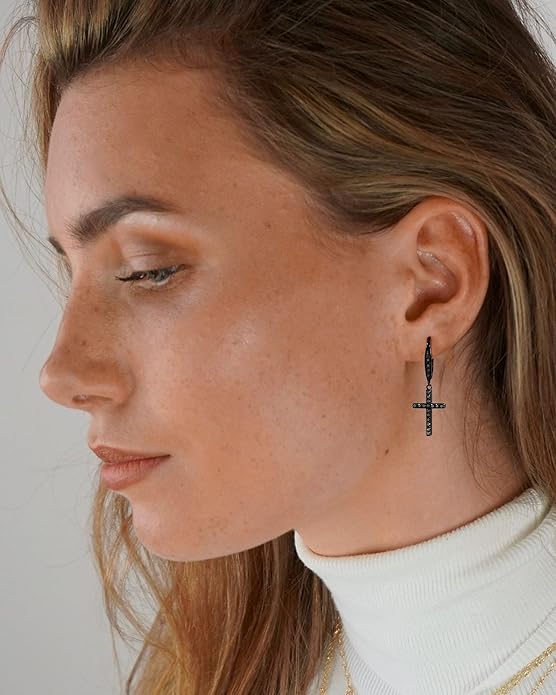 14K Gold Earring Cross Waterdrop Butterfly Heart Knot Earrings for Women Gold Silver Cross Leverback Drop Gold Silver Teardrop Hoop Dangle Earring White Gold Dangle Drop Earring