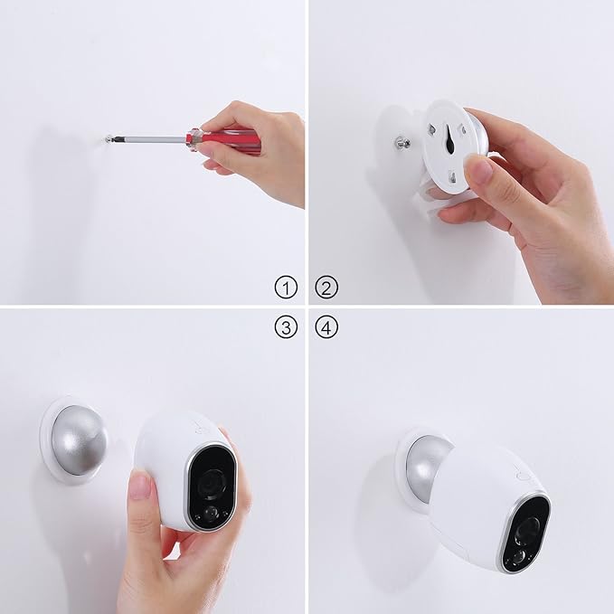 Skylety Security Wall Mount, Metal Magnetic Mount Compatible with Magnetic Arlo, Arlo Pro, Arlo Pro 2, White, Arlo Accessories (4 Pack)