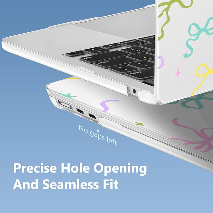 Mektron Compatible with M4 MacBook Air 15 inch Case 2025 A3241 2024 2023 M3 A3114 A2941 M2 Liquid Retina Display Touch ID, Plastic Hard Case & Keyboard Skin & Screen Protector - Clear Colorful Bows