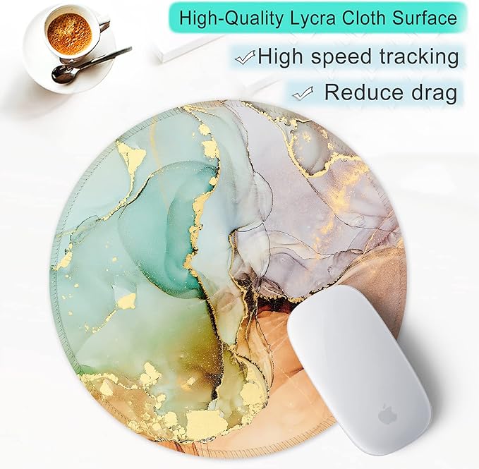 ITNRSIIET Round Mouse Pad with Stitched Edge Premium-Textured Waterproof Non-Slip Rubber Base Desktop Protection Mat Diameter 8.7 inches, Abstract Texture