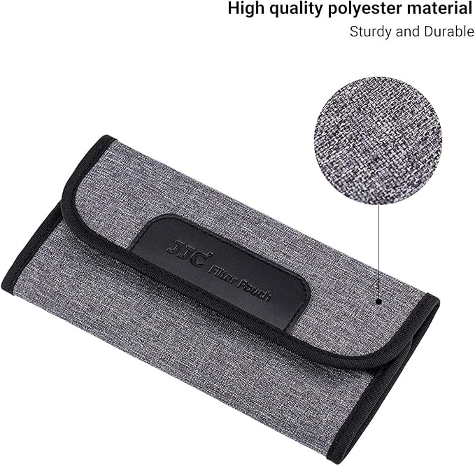 JJC 4 Pockets Filter Case for Round Filter Up to 58mm (37mm 40.5mm 43mm 46mm 49mm 52mm 55mm 58mm), Foldout Lens Filter Pouch with Microfiber Cleaning Cloth, Professional Photography Filter Bag