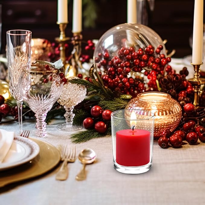 36 Packs Red Votive Candles, 10 Hours Small Unscented 1.5 Inch Diameter Colored Wax Candles for Christmas Wedding, Party, Holiday & Home Decoration