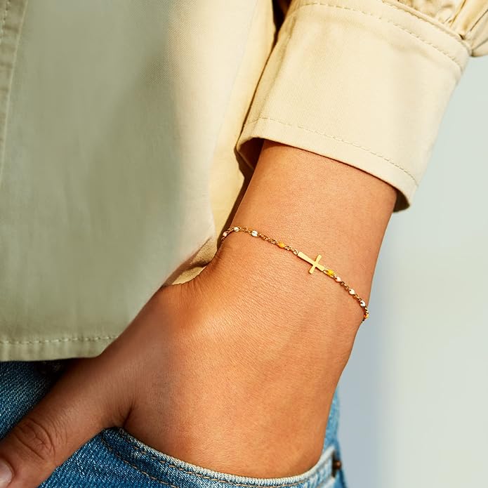 STORYJEWELLERY Friend Bracelet, Friendship Gifts for Women, Friendship Bracelets, Cross Bracelets, BFF Gift, Birthday Valentines Day Gifts for Friend, Religious & Christian Gift