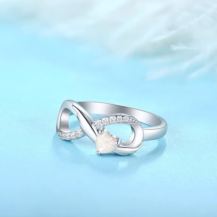STARCHENIE Infinity Promise Ring 925 Sterling Silver Angel Wings Heart Ring for Women Size 5-10