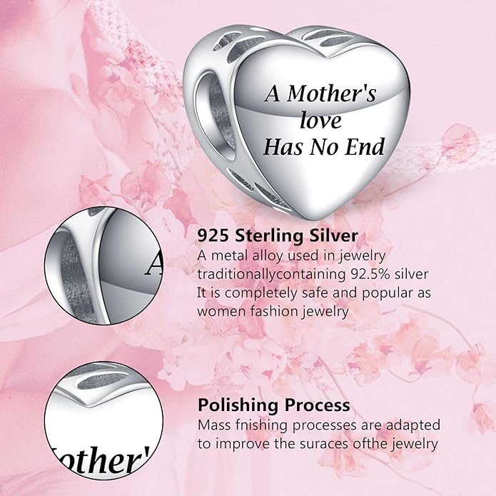 Annmors Personalized Photo Charms For Bracelets/Necklace 925 Sterling Silver Love Heart Shaped Engraved Customize Picture Gift for Birthday Mother's Day,Bead Charms Jewelry for Women
