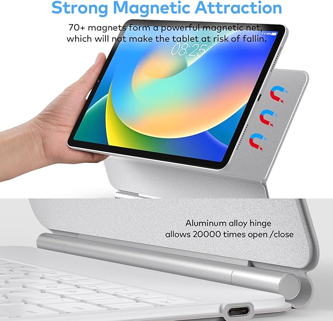 Keyboard Case for iPad 10th Generation 2022 & 11th (A16, 2025) – Magic-Style Keyboard with Multi-Touch Trackpad – Floating Cantilever Stand – Magnetic Case for iPad 10.9 inch 10th / 11th Gen.