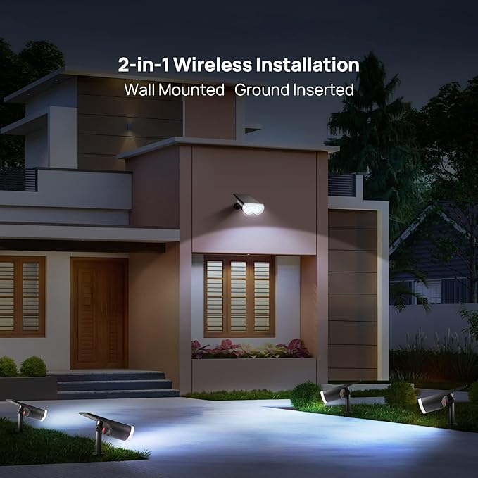 Solar Lights Outdoor Waterproof, Consciot 16 LEDs IP67 Spot Lights Outdoor, Auto On/Off Solar Landscape Spotlights, 2-in-1 Adjustable Wall Lights for Garden Yard Pathway, Cool White 4 Pack