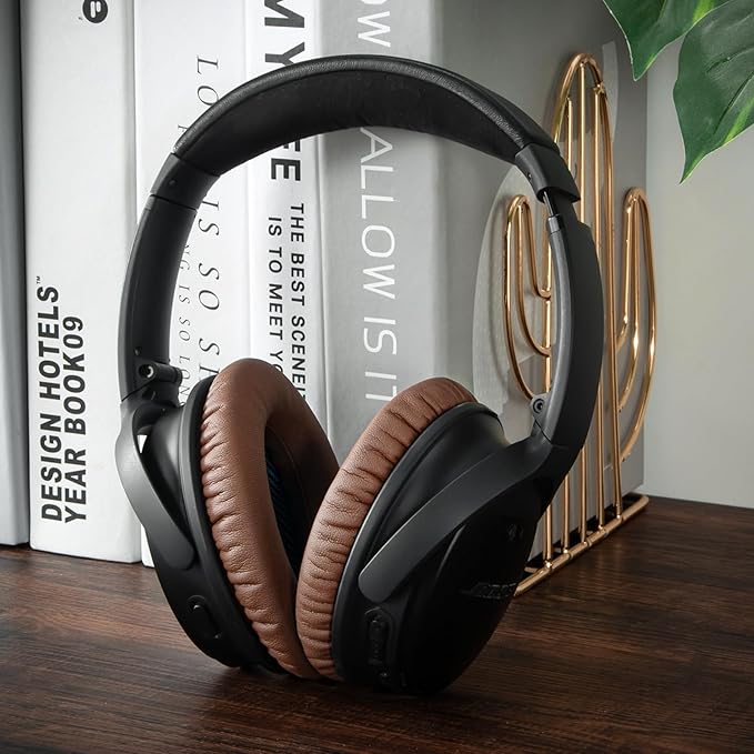 Aurivor Replacement Ear Pads Cushions for Bose QuietComfort QC 35 (ii) 25 15 2 Headphones, Upgraded Earpads for QC35 (ii) QC25 QC15 QC2 SoundTrue/SoundLink AE2/AE2i/AE2w Around-Ear Headphones (Brown)