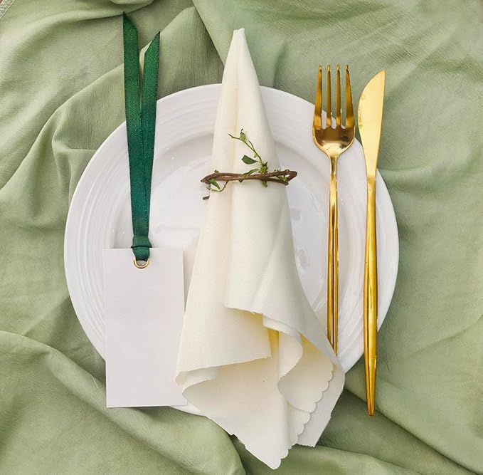 25 Pcs Name Place Cards Blank Seat Card, 2 x 4 in Table Cards with Stain Ribbon, Wedding Place Card, Hanging Tags for Wedding table Setting Reserved Chairs Signs Dinner Banquet Parties.(Dark Green)