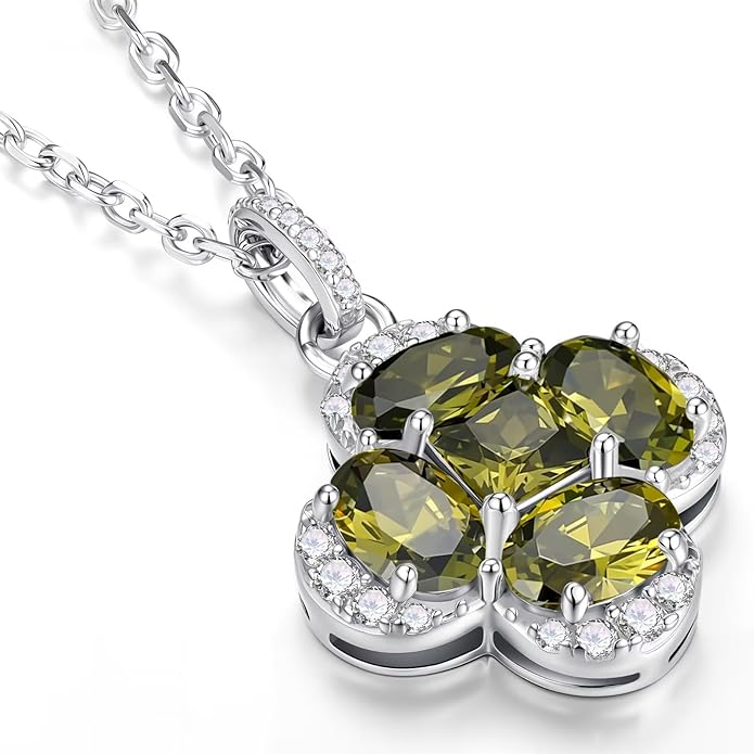 Iefil Valentines Day Gifts for Her - 925 Sterling Silver Birthstone Clover Necklace for Women, Anniversary Birthday Gifts for Wife Girlfriend Mom Daughter