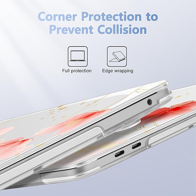 Case for MacBook Pro 13 inch with/Without Touch Bar (2016-2022, M2 A2338 M1 A2289 A2251 A2159 A1989 A1706 A1708), Hard Shell + Keyboard Cover + Dust Plug, Spring Floral