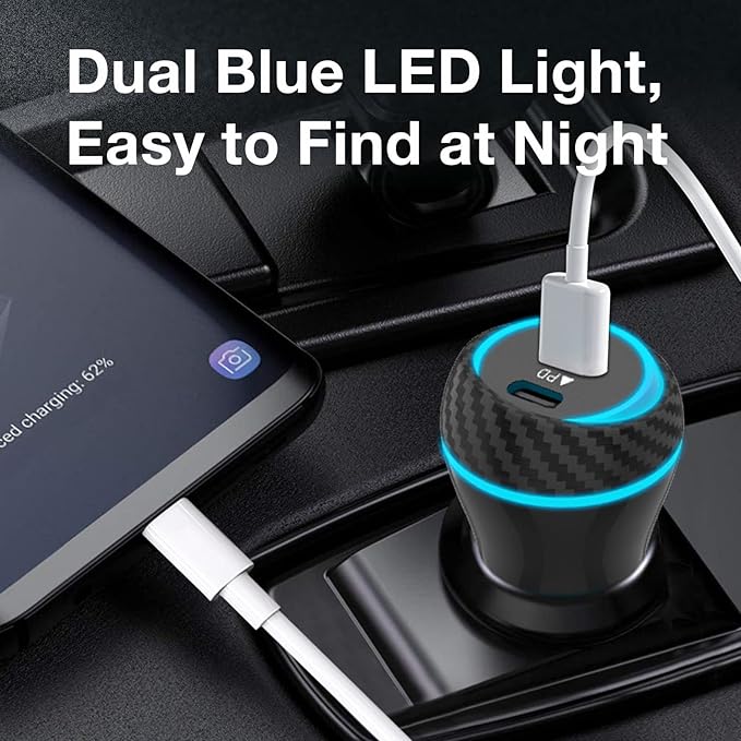 MOCA 51W QC 3.0 Fast Charging W/ 2pcs 3.3ft A-P/C-P Cable Car Charger for iPhone 16/15/14 Pro Max/Plus/16e, iPad, Samsung Galaxy S25/S24/S23 Ultra, Pixel, Android, PD/QC Car Phone Adapter Accessories