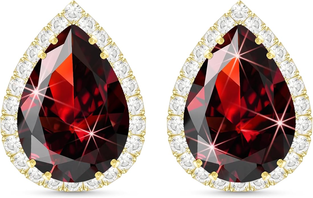 Linawe Women Stud Earrings, Teardrop Diamond Moissanite Cubic Zirconia Earrings Studs Rhinestone Jewelry Gold/Silver/Rose Gold