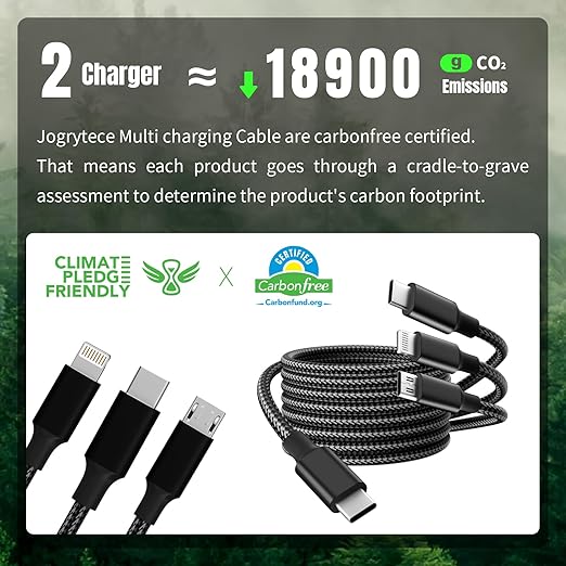 Multi USB C Cable [2 Pack, 4FT], 3 in 1 Charging Cable for Multiple Devices, Braided Charging Cords Phone Charger Cable with Type-C, Micro USB, IP Port for iPhone16/15/14/Android Phones and More