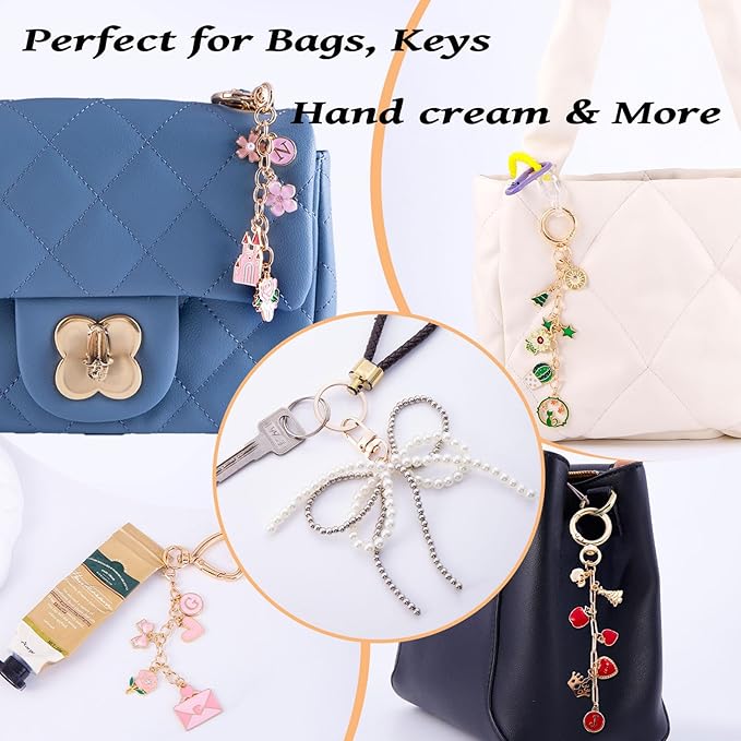 Wurosi 325Pcs Charms Lip Gloss Keychain Making Kit, Including 20 Keychain Clips 25 Extender Chain 118 Charms Jewelry Plier, Bag Charm Kit, Keychains Making Supplies for Jewelry Making,Christmas Gifts