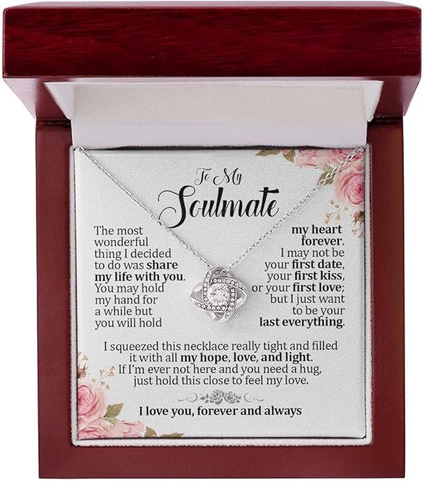 To My Beautiful Soulmate Necklace For Women, Necklace For Wife From Husband, Girlfriend Necklace From Boyfriend, Wife Birthday Gifts From Husband, Gifts Boxes For Women, Soulmate Necklace For Her