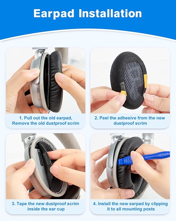 Link Dream Ear Pads for Bose Quiet Comfort 35 Soft Protein Leather Replacement Earpads Ear Cushions Ear Pad for Bose QC 35/25 / 15 QC2 / Ae2 / Ae2i / Ae2W / Sound Link/Sound True (Black)