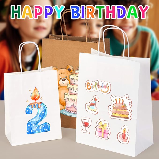YEEHAW White Paper Bags with Handles Bulk 5.8"x3.2"x8.25" 100Pcs Gift Bags Small Size, White Gift Bags with Handles, Retail, Party, Shopping, Merchandise