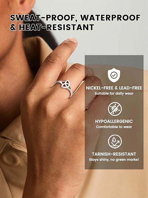 Bestyle 925 Sterling Silver Ring for Women, Minimalist Claddagh Ring Celtic Knot Ring for Women, Irish Promise Wedding Band, Gold/Rose Gold Vermeil Women Band Ring, Stackable, Gift for Her