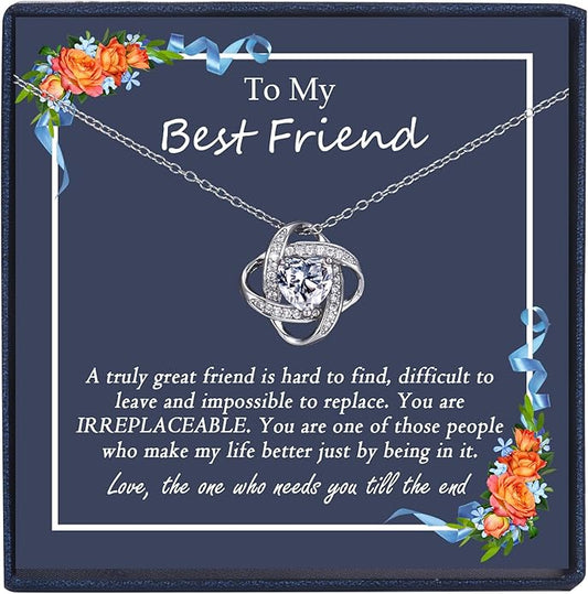 EPIRORA Sterling Silver Cubic Zirconia Love Knot Pendant Necklace for Women, Graduation Birthday Christmas Jewelry Gifts for Friends/Wife/Sister/Daughter/Mom