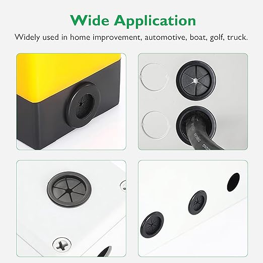 Rubber Grommets for Wiring, 1-1/4 Inch Drill Hole 1 Inch ID, Firewall Grommets Automotive Cable Cords Hoses Protection, Double-Sided Rubber Plugs for Round Holes, 15 Pcs, 26x30 mm