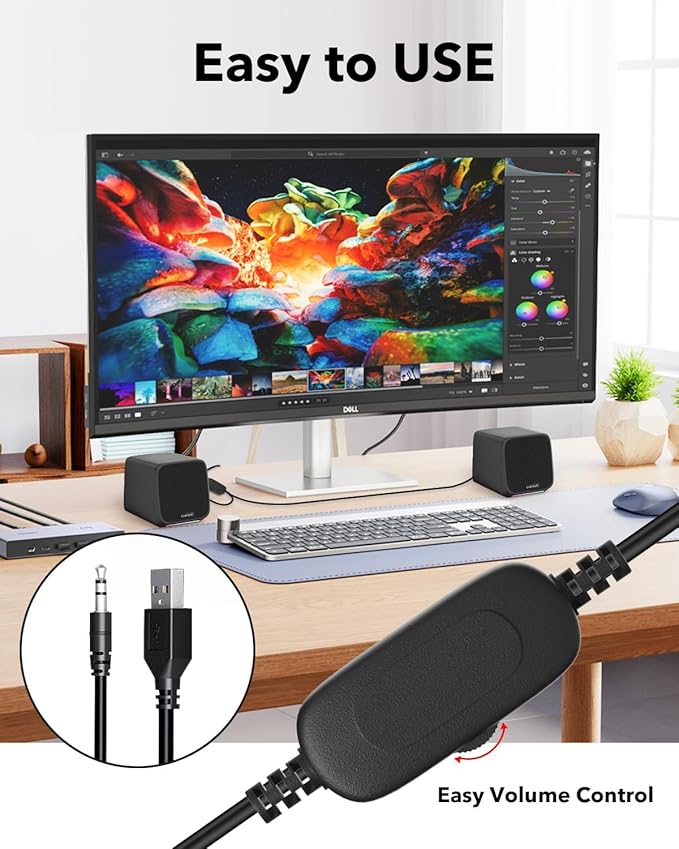 Computer Speakers,Computer Speakers for Desktop PC,Desktop Speakers,Small Computer Speakers USB Powered 3.5mm Aux Speaker for PC,Laptop,Tablet,Phone
