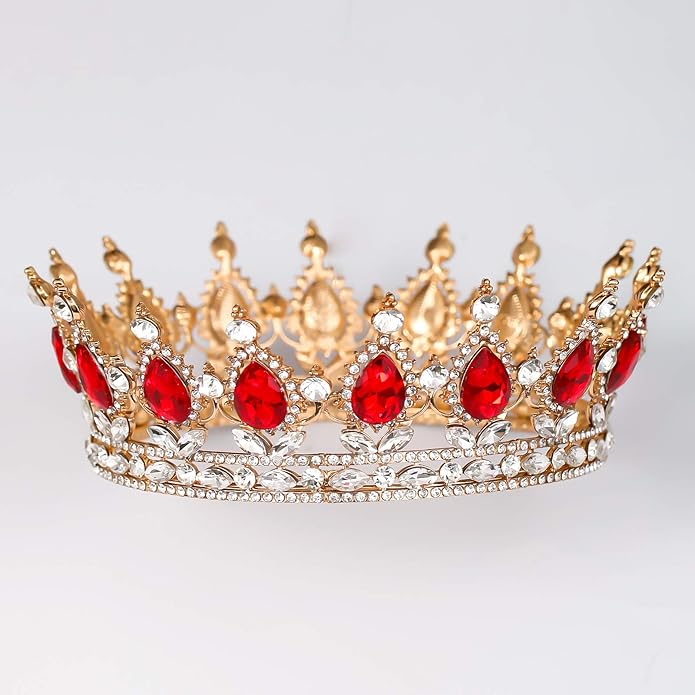 FORSEVEN Queen Crown Rhinestone Wedding Crowns and Tiaras for Women Costume Party Hair Accessories Princess Birthday Crown Crystal Bridal Crown Halloween Decorations Headband