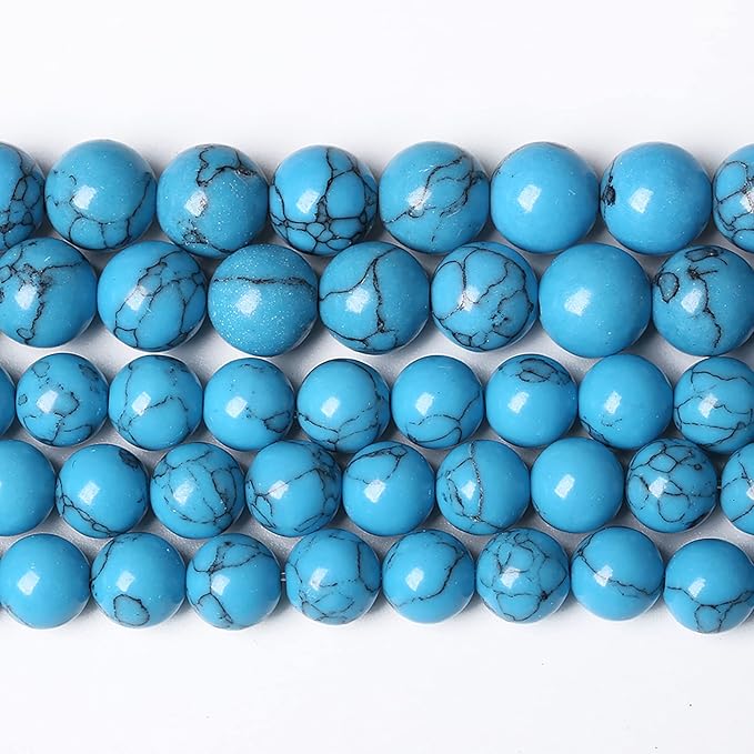 61PCS 6mm Natural Stone Beads Blue Turquoise Round Loose Gemstone Beads for Jewelry Making DIY Bracelet Necklace 15 Inch,Energy Stone Healing Power