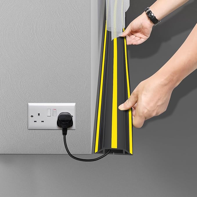 10 ft Floor Cable Cover Protector, Heavy Duty PVC Duct Easy to Unroll, Prevent Trip Hazard for Home Office or Outdoor Settings