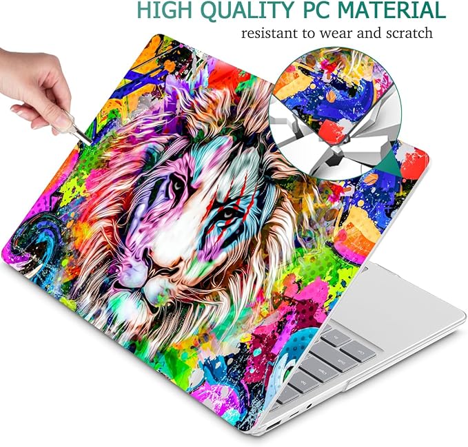 Tuiklol Case for 15 Inch Microsoft Surface Laptop 5/4/3 2022-2020, Model 1979/1953/1872/1873 Hard Shell Cover, Keyboard Cover+Screen Protector+Dust Plugs,Lion