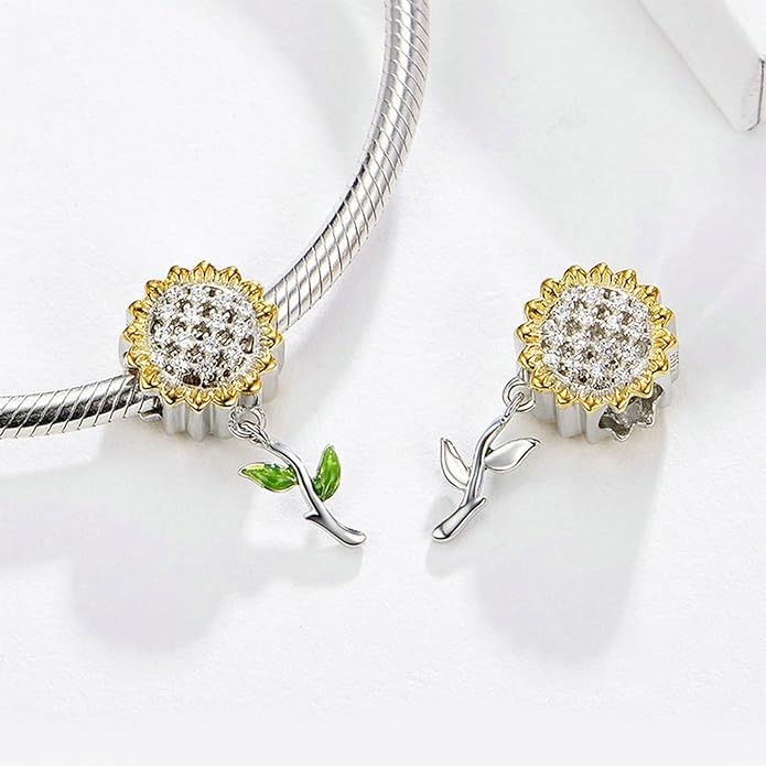 Charm Beads for Women, S925 Sterling Silver Dangle Charm Beads for European Charm Bracelet & Snake Chain Bracelets, Love Family Friendship Butterfly Pet Flower Designs, Gift Box Included